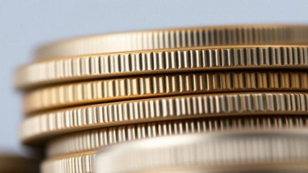 Macro shot of coin ridges history in stacked coins.