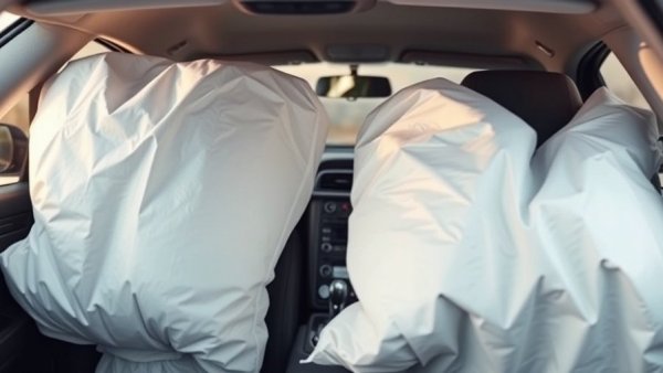 Deployed airbags in vehicle interior highlighting faulty airbags vehicle safety concerns.