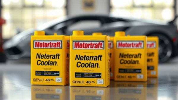 Motorcraft Yellow Coolant boxes in automotive setting.