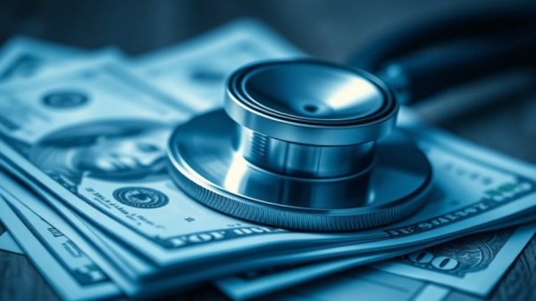Stethoscope on dollar bills representing health care employment trends.