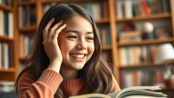 A smiling young girl enjoying learning, demonstrating autistic strengths.