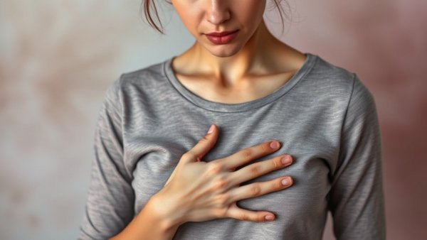 Woman in expressive pose against pastel backdrop, emotional suppression and health effects concept.