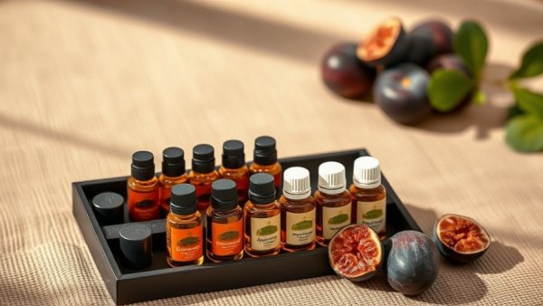 Set of essential oils in a box for DIY carpet deodorizer.