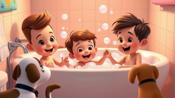 Raising Happy Children: Kids enjoy bubble bath with parent nearby.