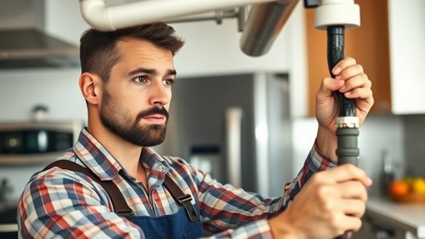 Plumber inspecting kitchen sink pipe, hiring a plumber in Huntington Beach.