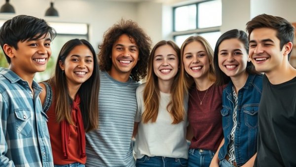 Teenagers smiling and enjoying their time together.