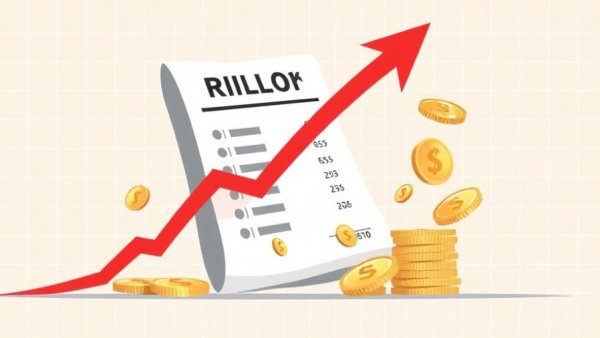 Graph and coins show rising electricity bill costs due to gas prices.