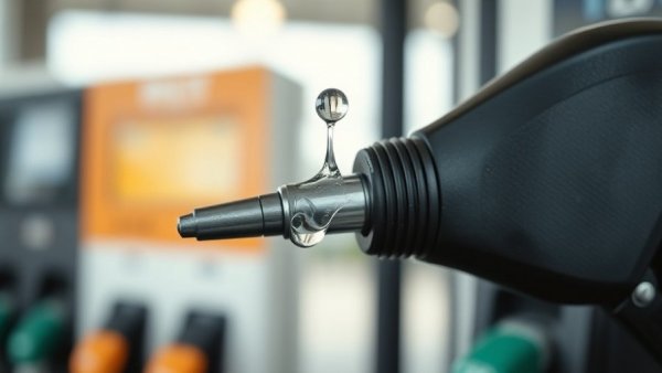 Close-up of a fuel nozzle dripping at a gas station, symbolizing gas prices drop.