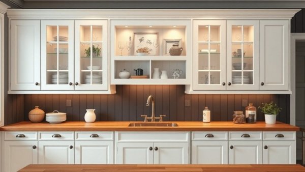 Elegant white inset cabinets enhancing home kitchen aesthetics.
