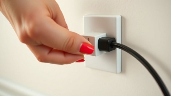 Unplugging appliances for energy savings, hand pulling plug from outlet.