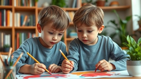 Children painting together in a cozy room, supporting each other through art and grief.