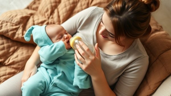 Mother feeding infant with a bottle on a brown blanket, showcasing FDA Infant Formula Safety Review.