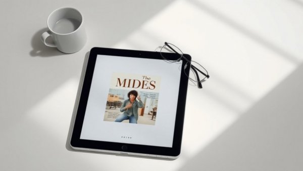 Tablet showing 'Seven Small Easy Habits That Changed My Life' with coffee.