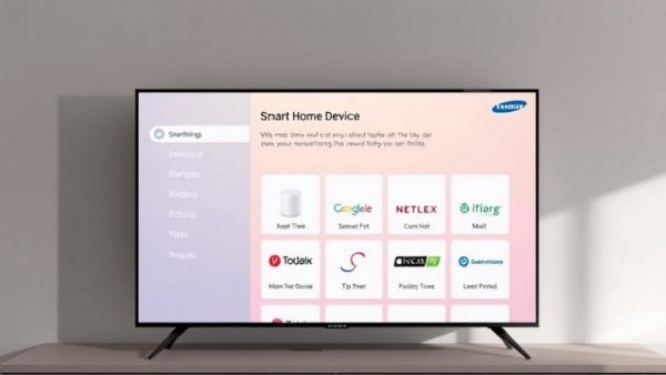 Digital display of Samsung SmartThings app showcasing partner brands.