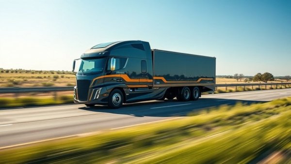 Sleek autonomous truck on driverless truck routes in Texas highway
