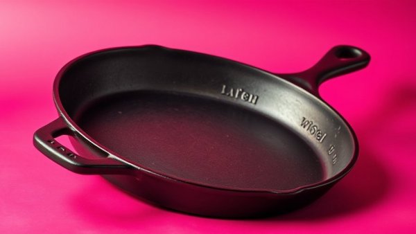 Durable cast iron skillet, pink backdrop - Products That Last a Lifetime