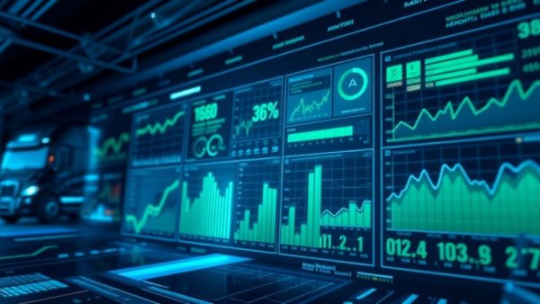 Futuristic digital dashboard for fleet cost reduction strategies.
