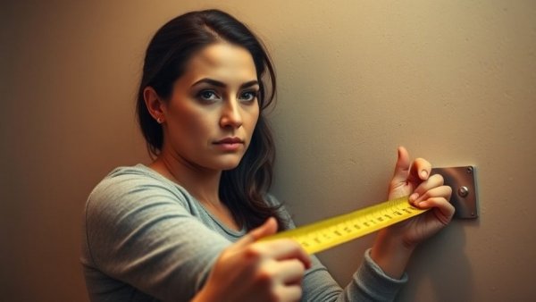 Woman measuring wall for stripes, how to paint stripes on a wall