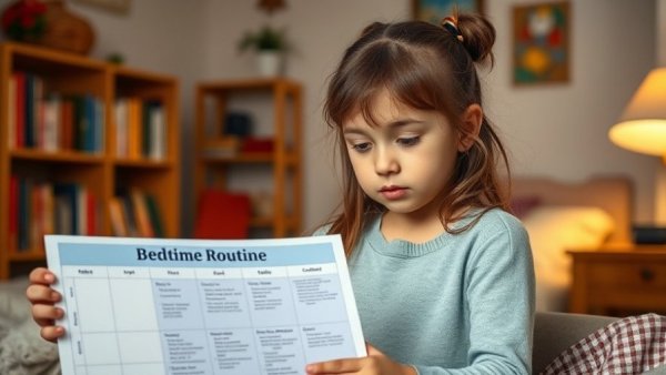 Child exploring best bedtime routines for kids with a chart.