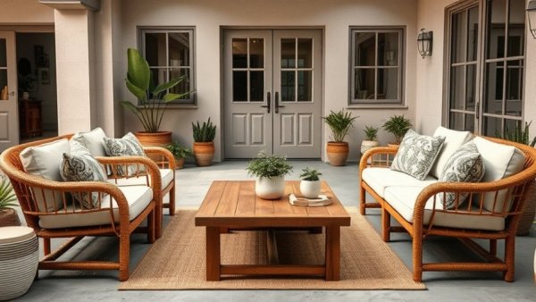 Cozy outdoor living space with modern furniture