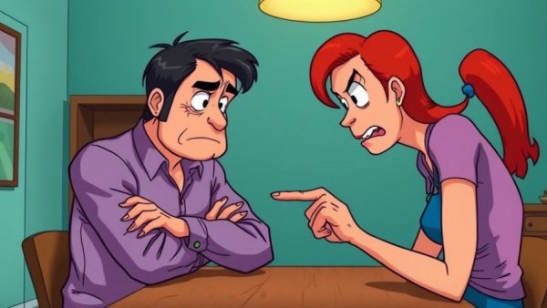 Animated confrontation illustrating emotional triggers and mindfulness.