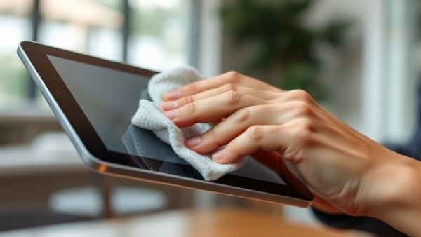 How to clean a touchscreen effectively with a cloth.