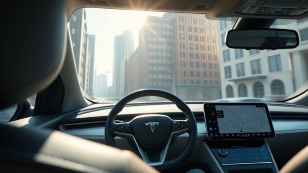 Waymo autonomous vehicle interior with navigation display and steering.