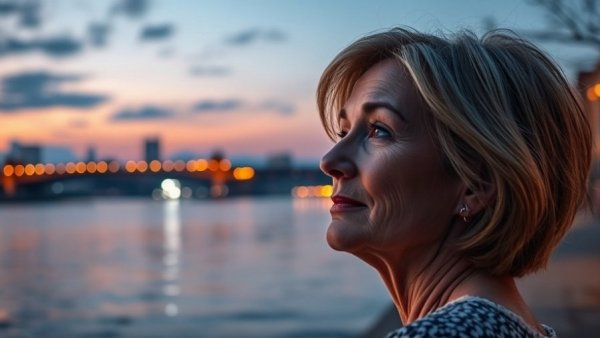 Reflective woman at riverside, understanding grief and loss