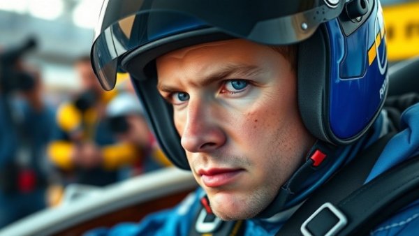 Focused race car driver at Nürburgring 24 Hours.