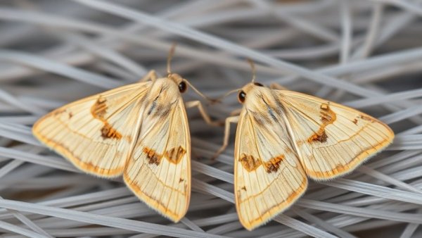 Close-up of moths on fibers, relevant to scents that keep moths away.