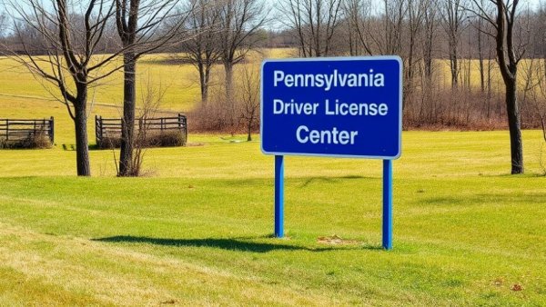 Pennsylvania Driver License Center sign in rural environment