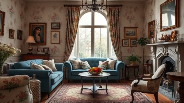 Vintage living room with plush sofa and decorative elements, showcasing home refresh solutions.