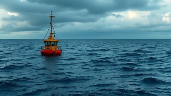 Ocean monitoring buoy in the sea, climate change tool.