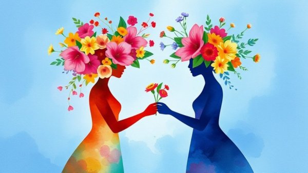 Colorful abstract art illustrating better communication with floral exchanges.