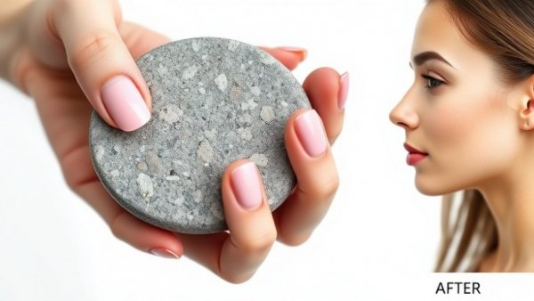 Close-up manicured hand and beauty transformation before and after.