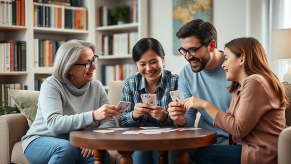 Family enjoying card game, Power of Positivity in Daily Life.