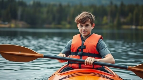 Kayaker practicing safety on Yellowstone lake.