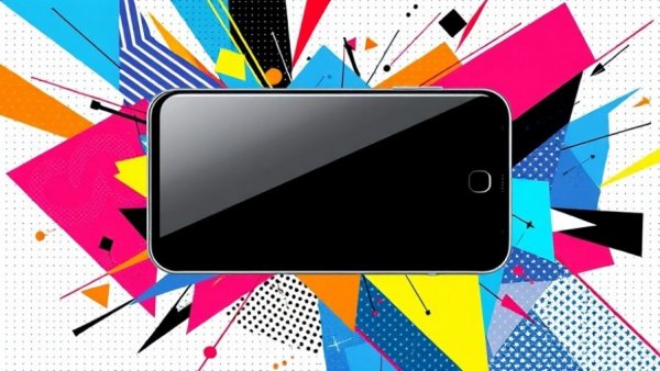 Colorful geometric design with smartphone outline for free meditation apps.