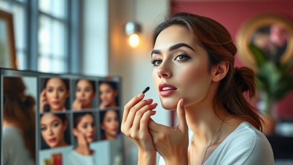 Young woman following strict summer beauty rules in images