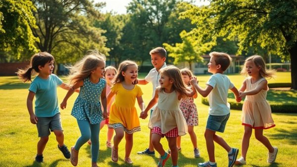 Kids enjoying screen-free activities outdoors in a park