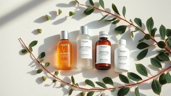 French Pharmacy Skincare Products elegantly displayed with eucalyptus.