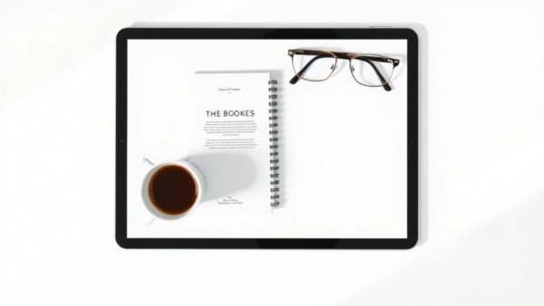E-book cover on tablet with coffee and glasses, red light therapy benefits.