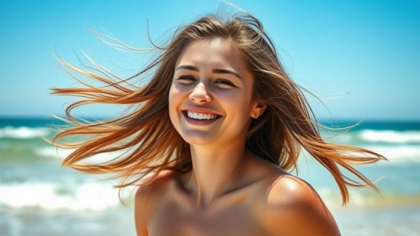 Recreating a ‘90s Summer with a carefree young woman on the beach.