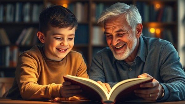 Year 3 transition for children: boy and man reading together.