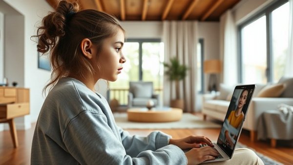 Teen engaging in virtual therapy session, exploring benefits of virtual IOP for teens.