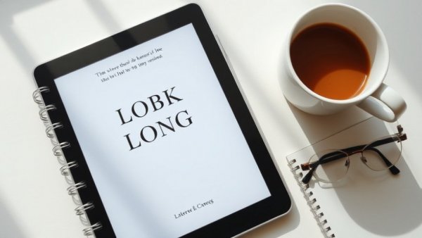 Tablet showing book cover with coffee and glasses