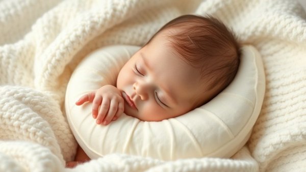 Peaceful baby sleeping next to moon pillow, moon-inspired baby names