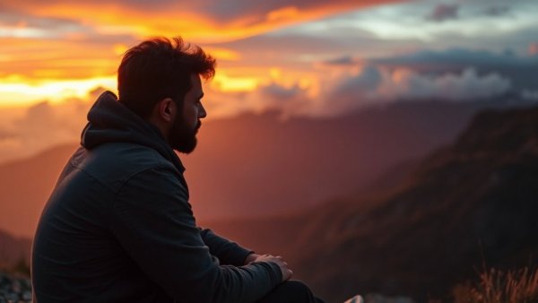 Reflective moment living with Crohn’s disease, enjoying a sunset.