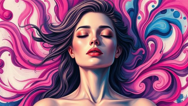 Serene woman meditating with vibrant abstract colors, representing building new health habit.