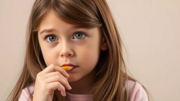 Curious girl pondering with pencil, best riddles for kids.